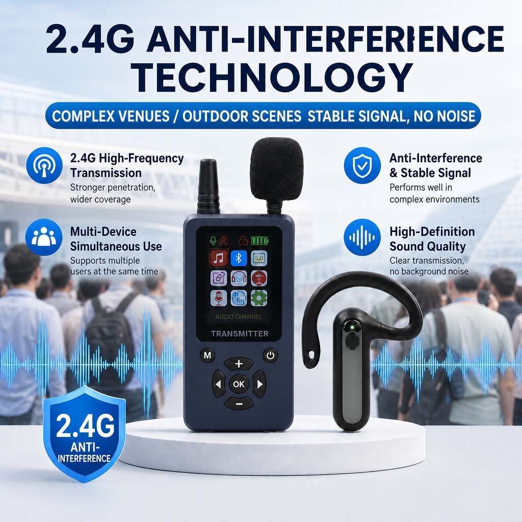 2.4GHz Not in Ear Type Super Small Earpiece Receiver M90R with Thick Hook Screen, UV Disinfection Charging Case