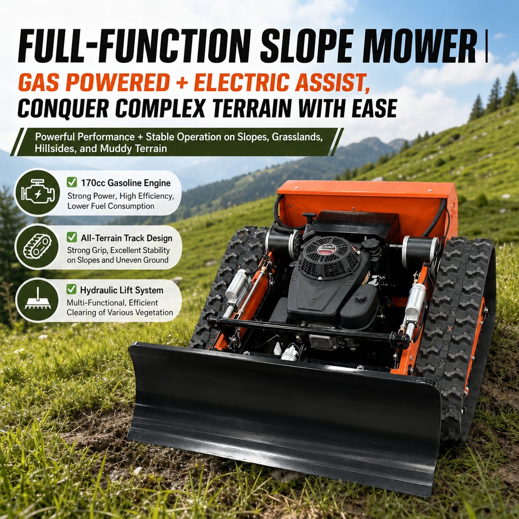 550B All-Terrain Crawler Lawn Mower, Remote Control Grass Cutter, Quiet Operation Steep Slopes Self-Propelled Mower