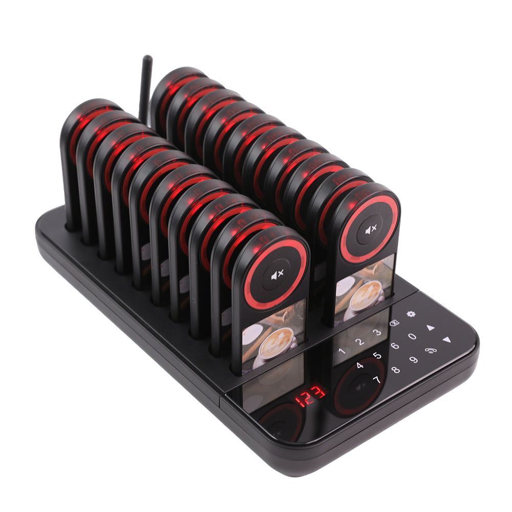 Digital Number Wireless Restaurant Pager System, 20 Buzzer Beeper Calling System 