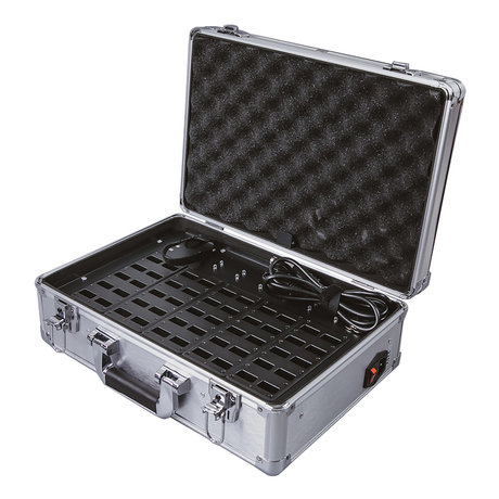 Silver Earpiece Earphone Receiver Radio Transmitter Suitcase Charging Storage Box with UV Disinfection 