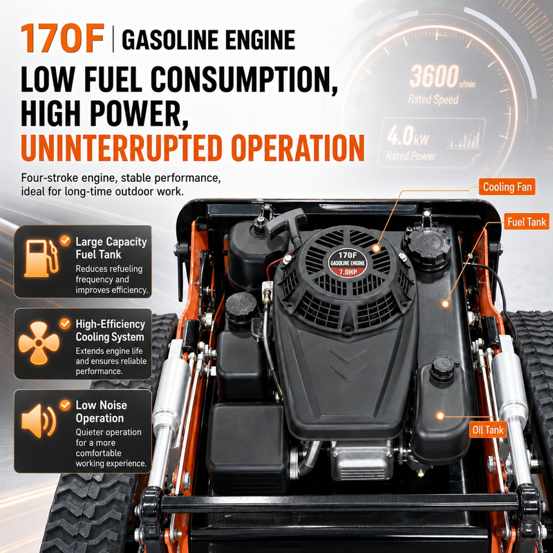 550B All-Terrain Crawler Lawn Mower, Remote Control Grass Cutter, Quiet Operation Steep Slopes Self-Propelled Mower