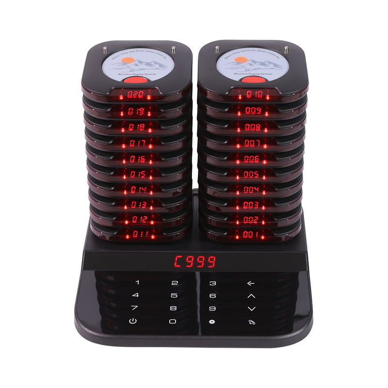 Wireless Calling Paging System 20 Beepers Buzzers Pagers for Food Truck Church Coffee House Cafe Food Court