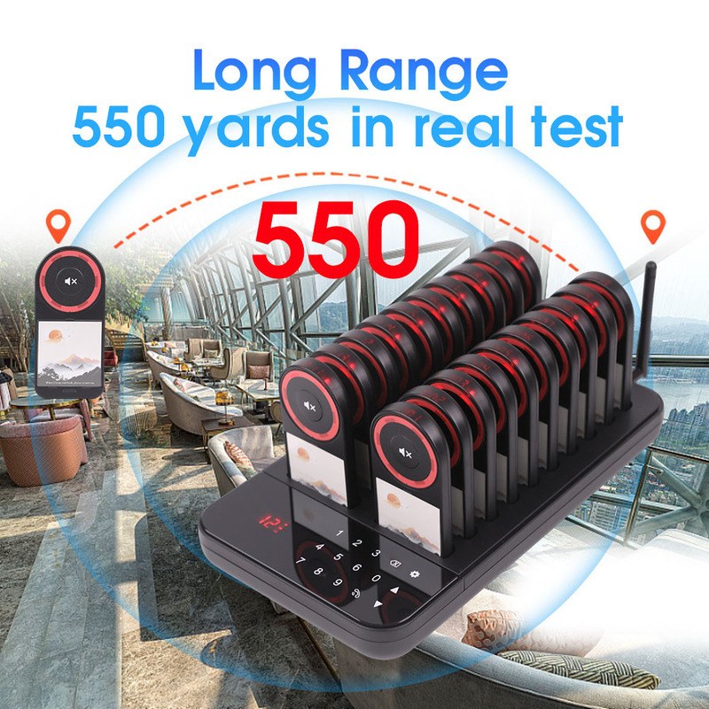 Digital Number Wireless Restaurant Pager System, 20 Buzzer Beeper Calling System 