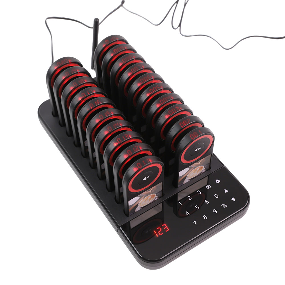 Digital Number Wireless Restaurant Pager System, 20 Buzzer Beeper Calling System 