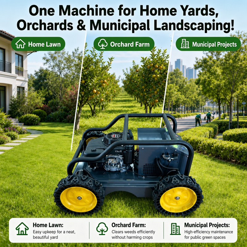 550A All-Terrain Crawler Lawn Mower, Remote Control Grass Cutter, Quiet Operation Steep Slopes Self-Propelled Mower