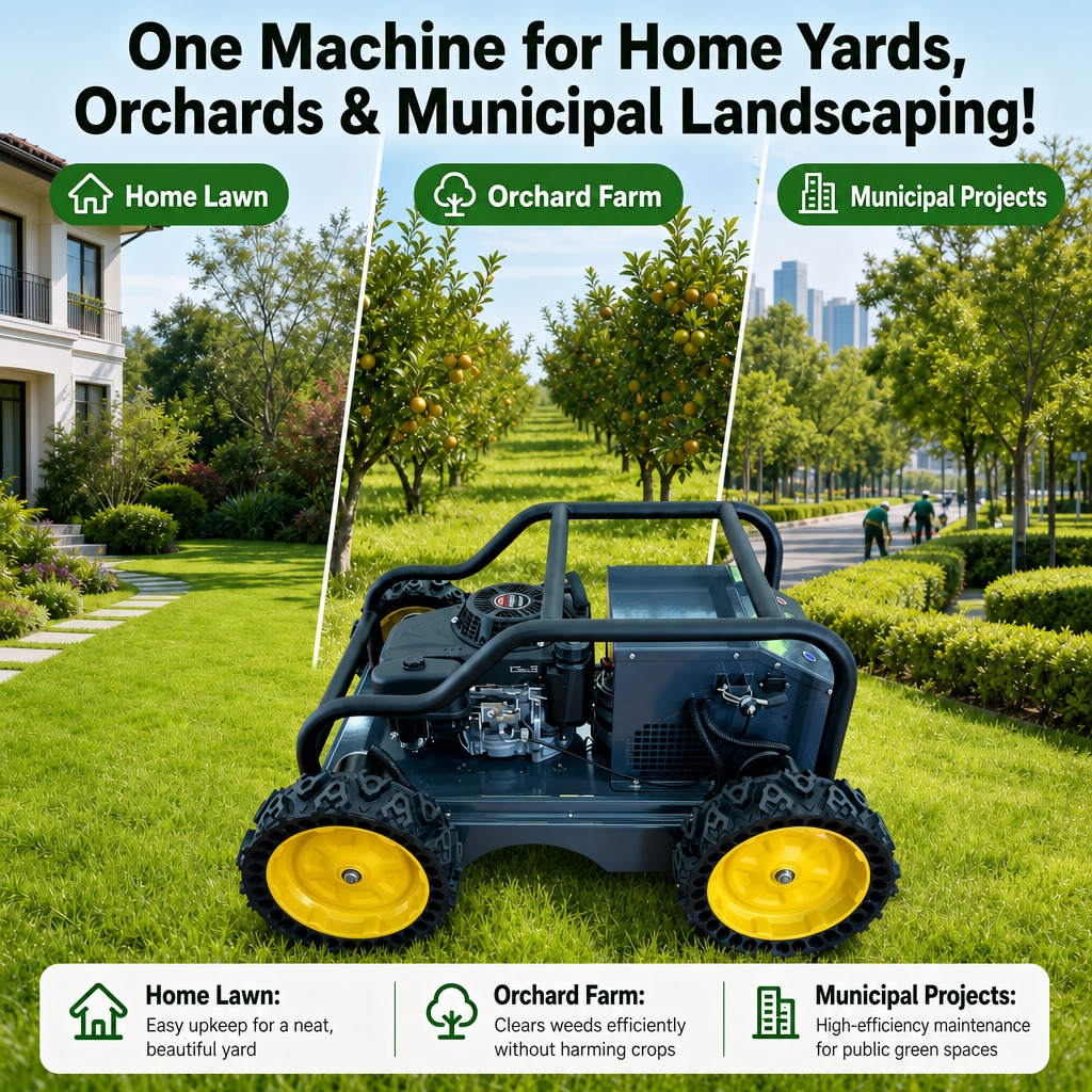 550A All-Terrain Crawler Lawn Mower, Remote Control Grass Cutter, Quiet Operation Steep Slopes Self-Propelled Mower