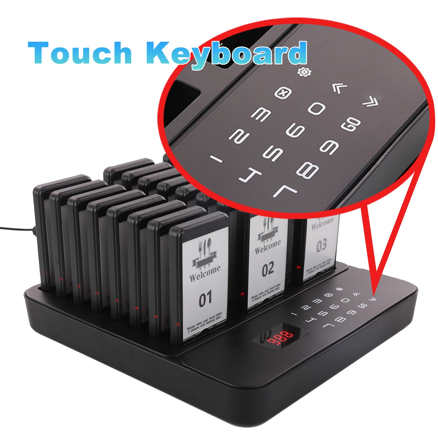 Wireless Restaurant Pager Black 24 Paging System Calling System for Coffee Cafe Dessert Shop Food Truck Court