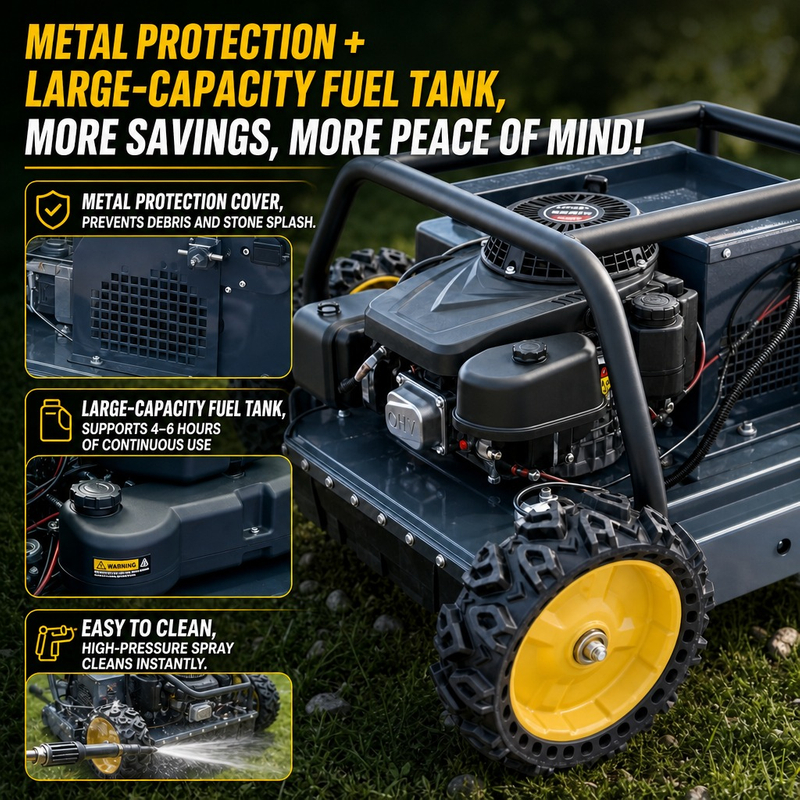 550A All-Terrain Crawler Lawn Mower, Remote Control Grass Cutter, Quiet Operation Steep Slopes Self-Propelled Mower