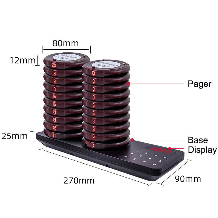 Waterproof Restaurant Pager Coaster Pager Wireless Pager System Calling System 20 Buzzers