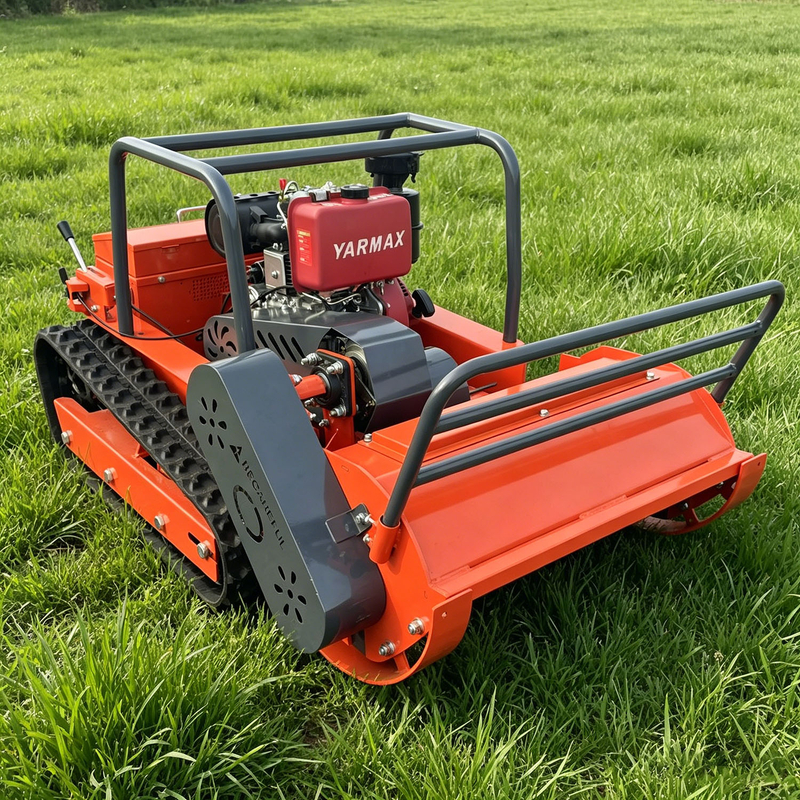 80A All-Terrain Crawler Lawn Mower, Remote Control Grass Cutter, Quiet Operation Steep Slopes Self-Propelled Mower