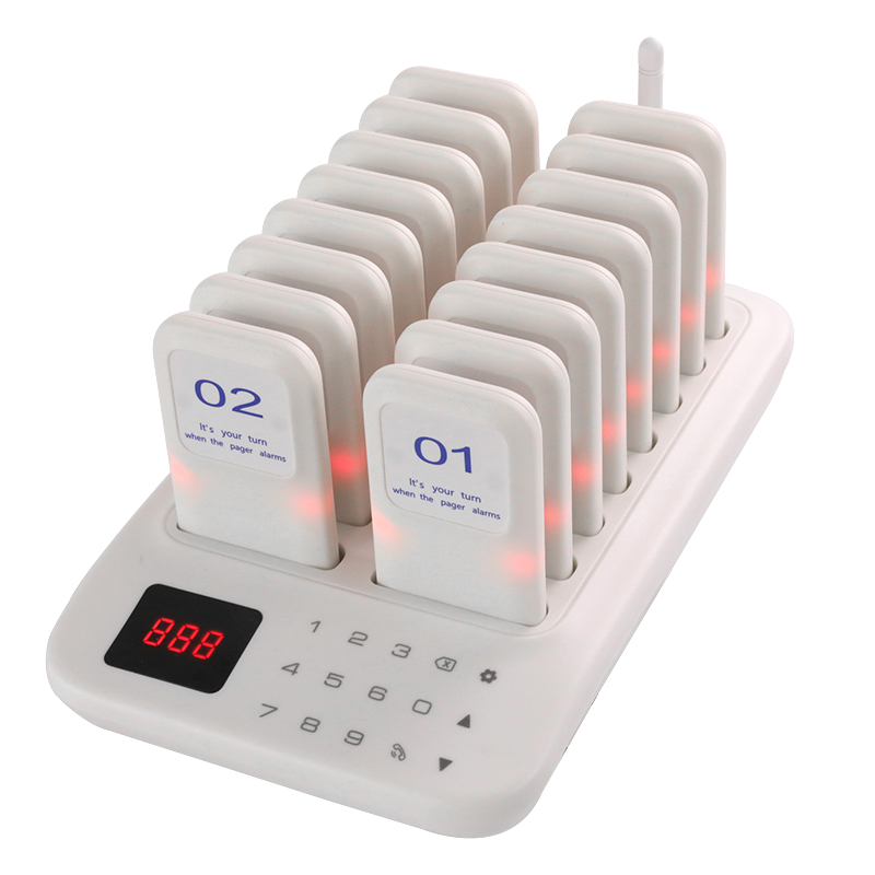 Wireless Restaurant Pager White 16 Paging System Calling System for Coffee Cafe Dessert Shop Food Truck Court