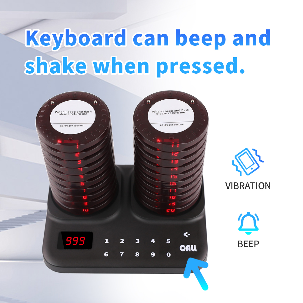 Restaurant Pager 20 Round Beepers Coaster Pager Call System Wireless Calling System for Restaurant