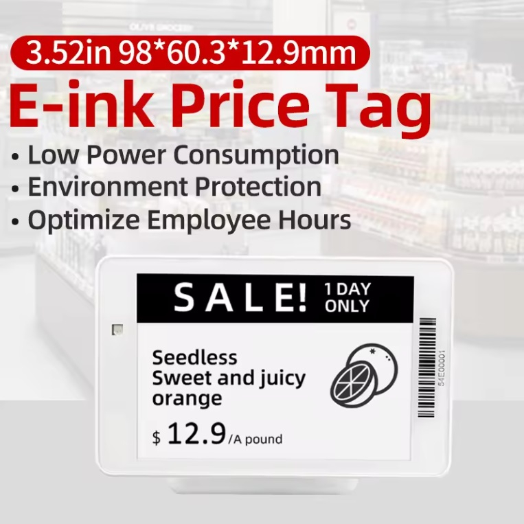 3.52 inch Supermarket Digital Price ESL Tags, Electronic Shelf Display E-paper Labels 