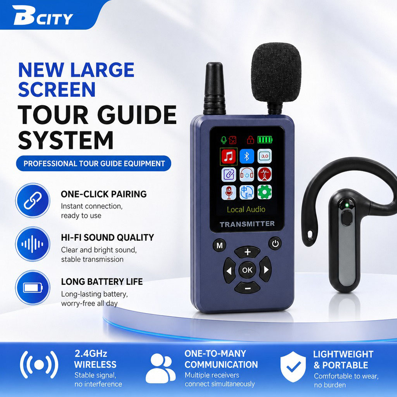 2.4GHz Not in Ear Type Super Small Earpiece Receiver M90R with Thick Hook Screen, UV Disinfection Charging Case