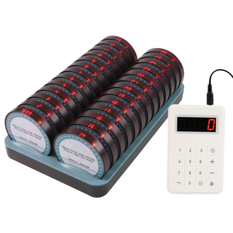 Restaurant Pager System Wireless Customer Queue Calling System 26 Beepers Buzzers with Touch Keyboard